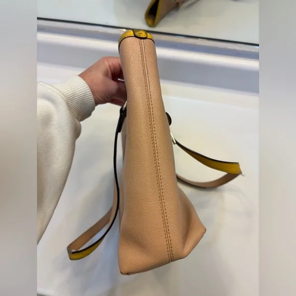 Coach Nude Tote Bag Purse Mustard Yellow Trim Women’s Zipper - Picture 6 of 15